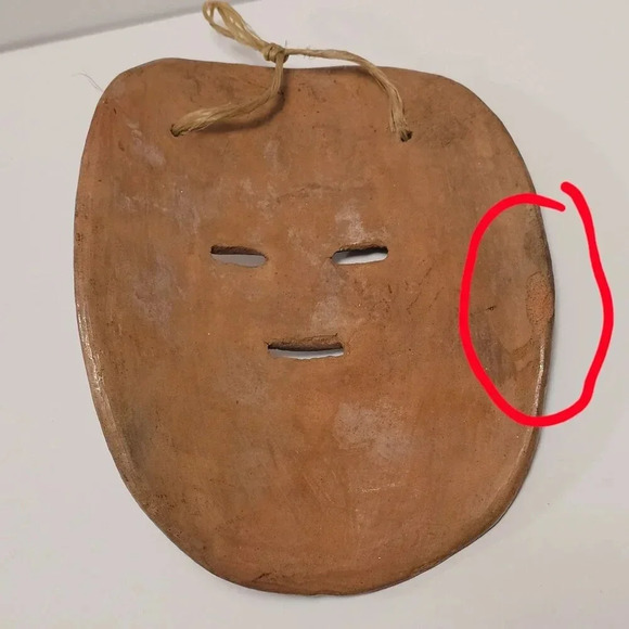 Vtg Mexican Ceramic Hanging Mask Folk Art Hand Made/Painted Native Dancers CHIP - Picture 9 of 10